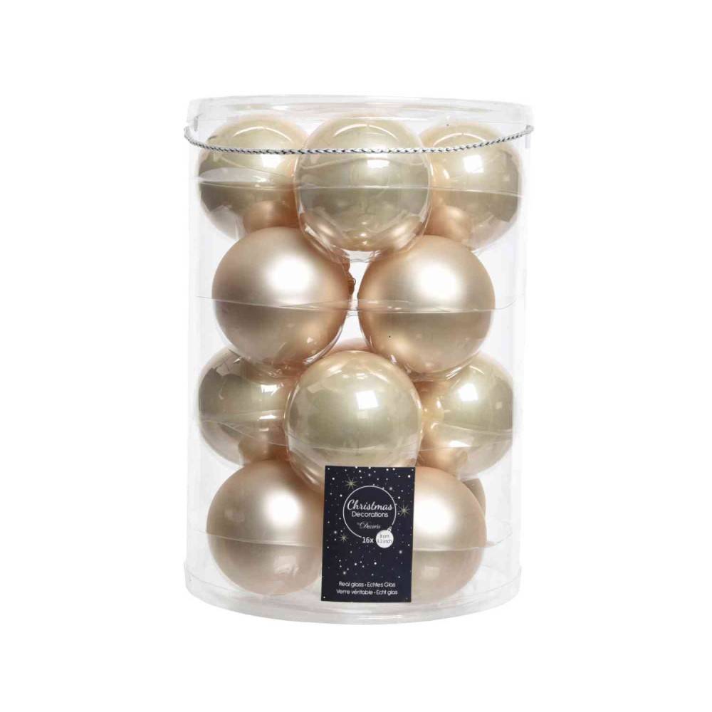 16 Boules de Noël champagne 8cm