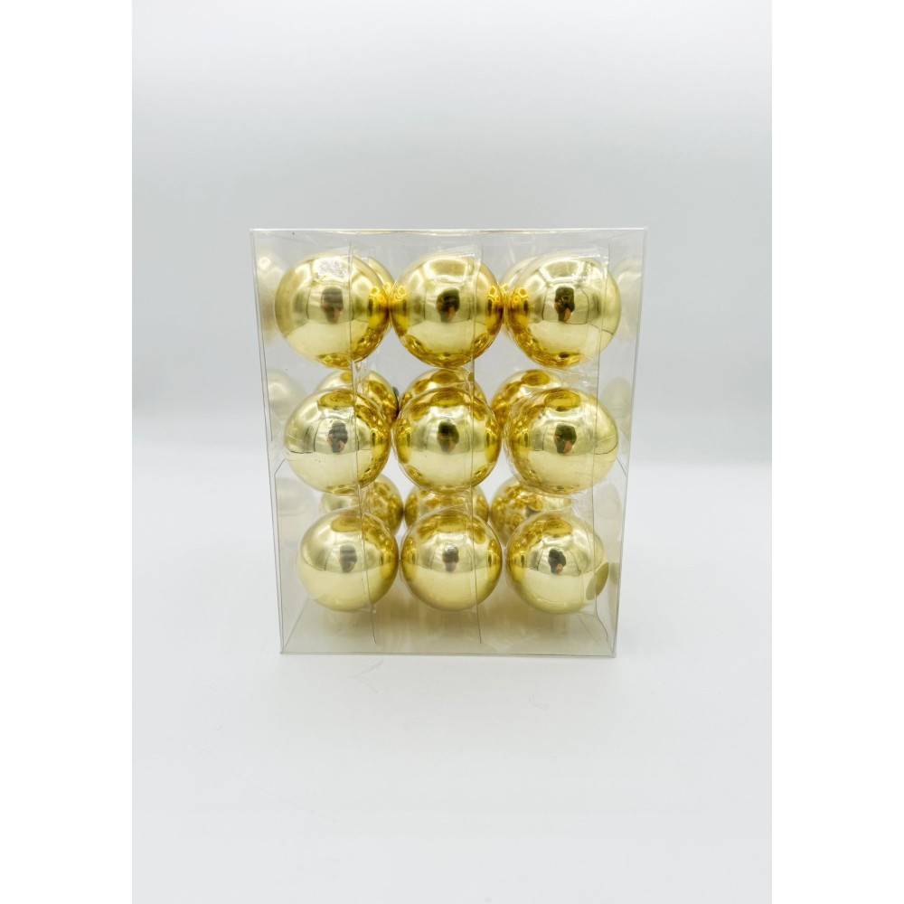 18 Boules dorées en verre 4cm