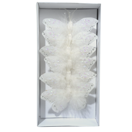 Lot de 6 papillons blancs